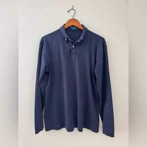 Peter Millar Navy Long Sleeve Polo